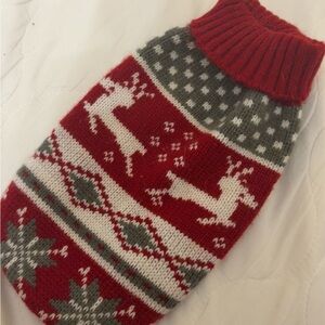 Red and Gray Knit Dog Sweater